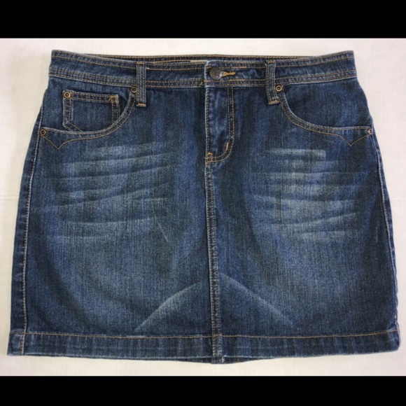 Earl Jean Distressed Denim Mini Skirt Size 10 - Picture 1 of 6